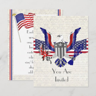 Invitation Aigle, drapeau et bouclier américain patriotique