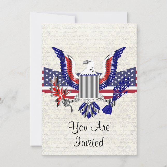 Invitation Aigle et drapeau patriotiques américains (Devant)