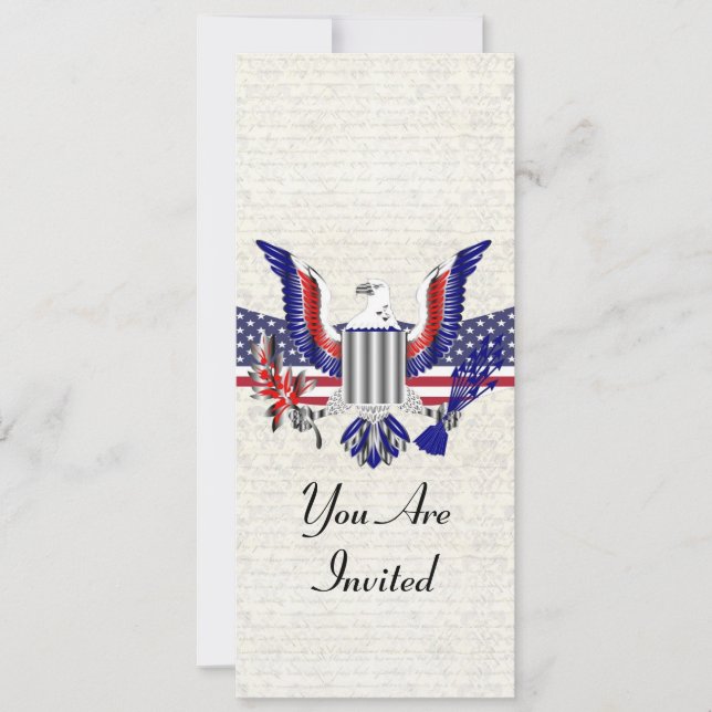 Invitation Aigle et drapeau patriotiques américains (Devant)