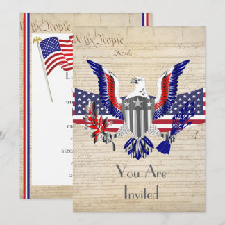 Invitation Aigle patriotique américain, drapeau et constituti
