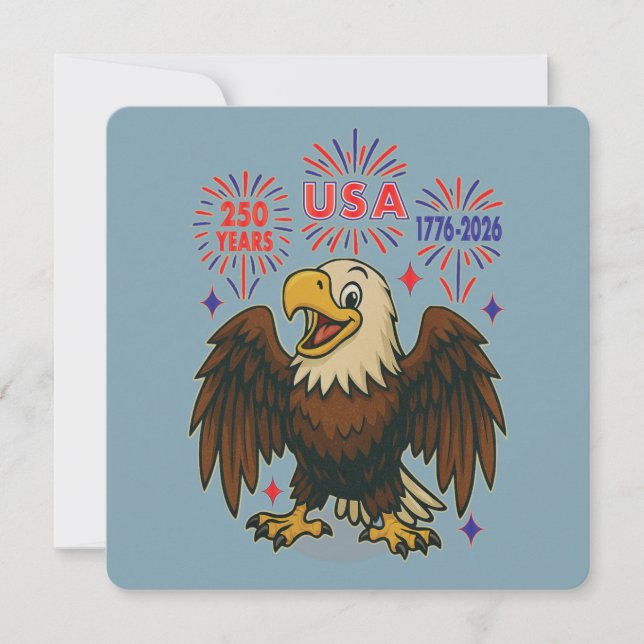Invitation Aigle royal avec feux d'artifice – États-Unis 250  (Devant)