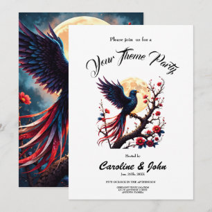 Invitation Aile cramoisie au clair de lune – Oiseau de fantas