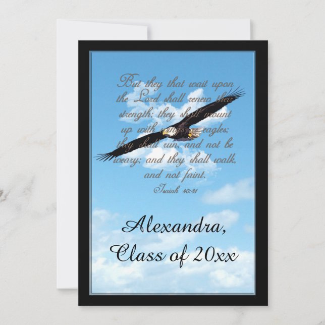 Invitation Ailes comme Eagles Bible Verse Graduation chrétien (Devant)