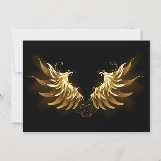 Invitation Ailes d'Ange d'or sur arrière - plan noir (Devant)