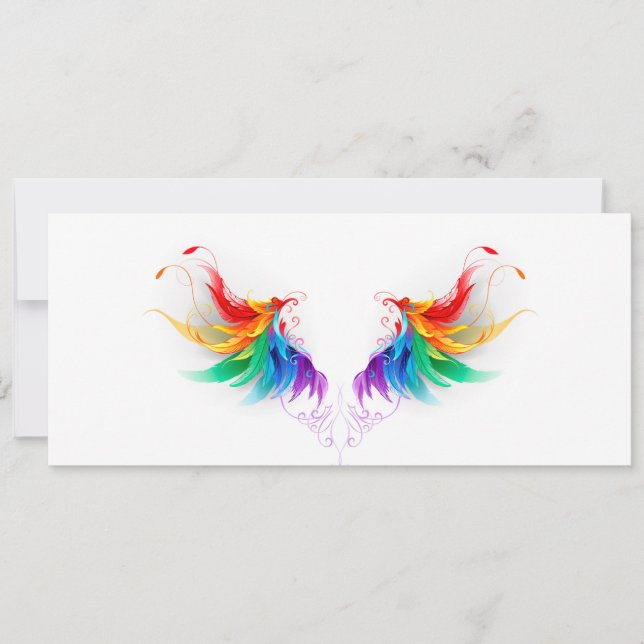 Invitation Ailes fluffy arc-en-ciel (Devant)