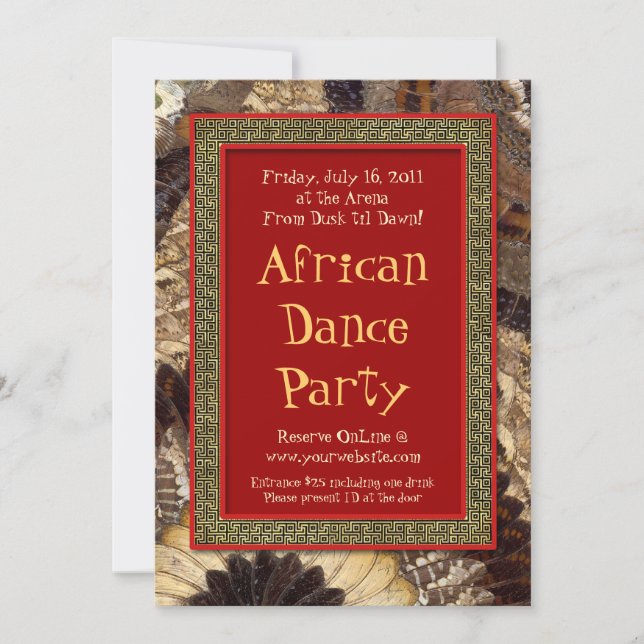 Invitation Ailes tribales africaines de papillon de soirée (Devant)