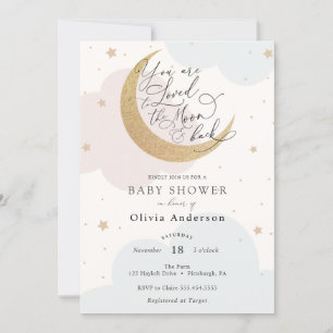 Invitation Aimé à la Lune et le Baby shower du dos