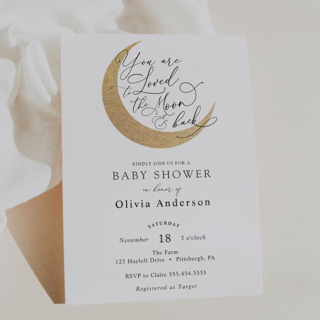 Invitation Aimé à la Lune et le Baby shower neutre du dos (Créateur téléchargé)