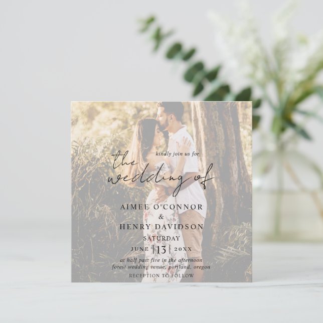 Invitation Aimee Rustic Script Mariage moderne (Debout devant)