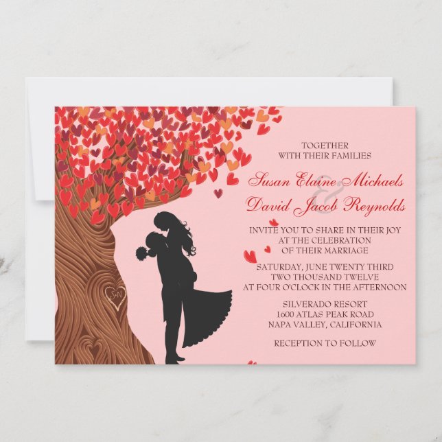 Invitation Aimer Couple Initials Mariage de automne de chêne (Devant)