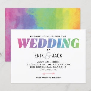 Invitation Aimer gagne Aquarelle Rainbow Mariage