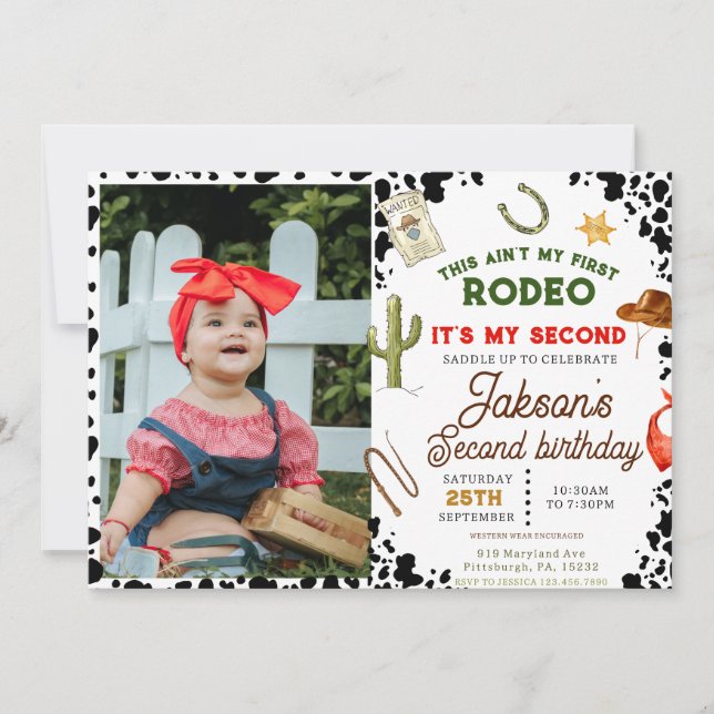 Invitation Ain't My First Rodeo Cowboy photo 2e anniversaire (Devant)