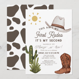 Invitation Ain't My First Rodeo Cowboy Western 2nd Birthday