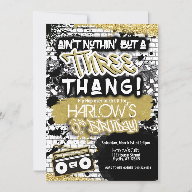 Invitation Aint Nothin' mais un Hip hop de trois thang annive (Devant)