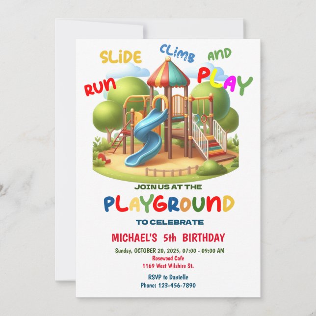 Invitation Aire de jeu Anniversaire Invitation, Park Party (Devant)