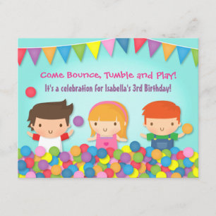Invitation Aire de jeu gonflable colorée pour anniversaire d'
