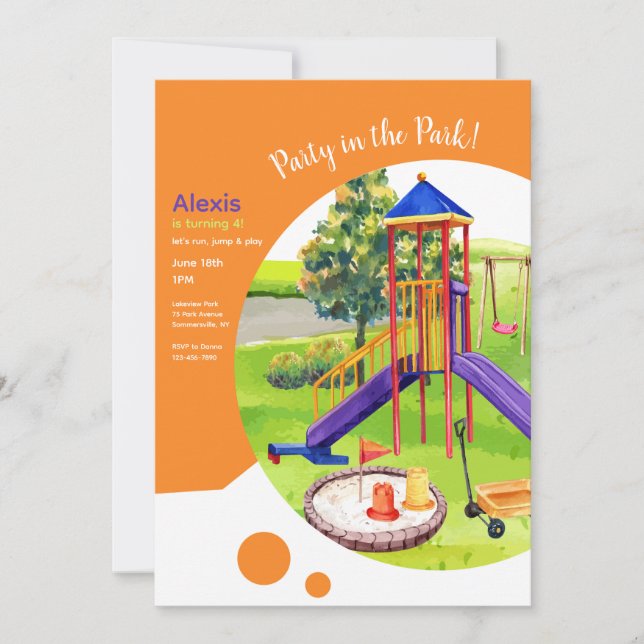 Invitation Aire de jeux Anniversaire fête (Devant)