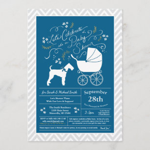 Invitation Airedale Terrier Dog Baby shower Blue Boy
