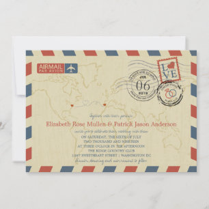 Invitation Airmail Washington DC / Portugal   Mariage