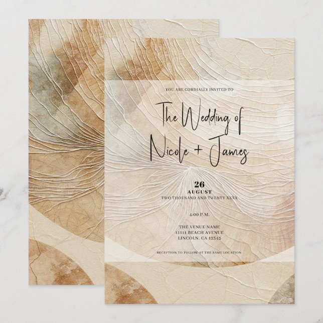 Invitation Airy Neutral élément naturel Bohemian Boho Mariage (Devant / Derrière)