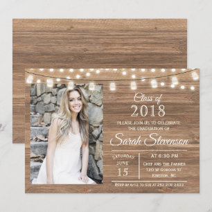 Invitation AJOUTER LA PHOTO - Graduation Mason Jar Lights Inv