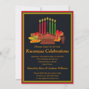 Invitation Ajouter le nom Date Détails Fête des bougies Kwanz