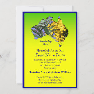 Invitation Ajouter le texte de l'année, Wattle Gum Leaf Austr
