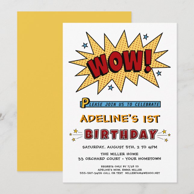 Invitation Ajouter Nom 1er ou tout âge Anniversaire Fête Invi (Devant / Derrière)