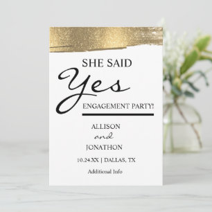 Invitation Ajouter Nom Elle a Dit Oui Paillettes Dorées Invit