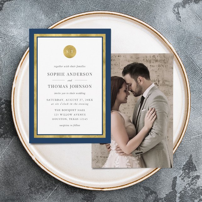 Invitation Ajouter Photo Couleur personnalisée Gold Round Mon (Créateur téléchargé)