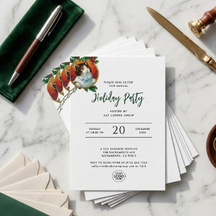 Invitation Ajouter un logo Chats de Noël vintage Branche Entr