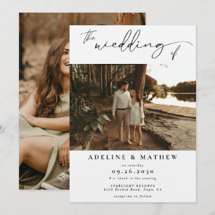 Invitation Ajouter un Mariage de script moderne photo personn