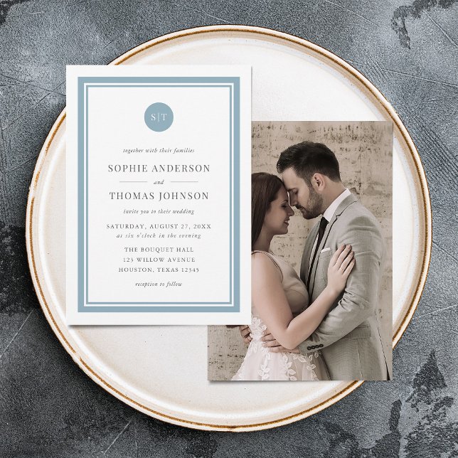 Invitation Ajouter un Mariage Monogramme rond couleur modifia (Créateur téléchargé)