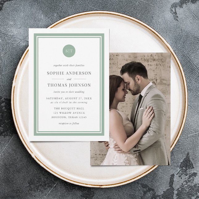 Invitation Ajouter un Mariage Monogramme rond couleur modifia (Créateur téléchargé)
