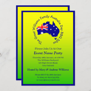 Invitation Ajouter un nom Année Date Australia Day Party Gree