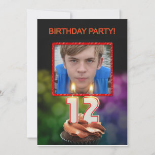 Invitation Ajouter une photo, 12e anniversaire de fête Invita