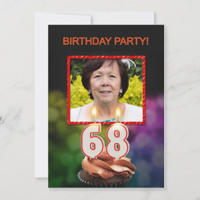Invitation Ajouter une photo, 68e anniversaire fête Invitatio (Devant)
