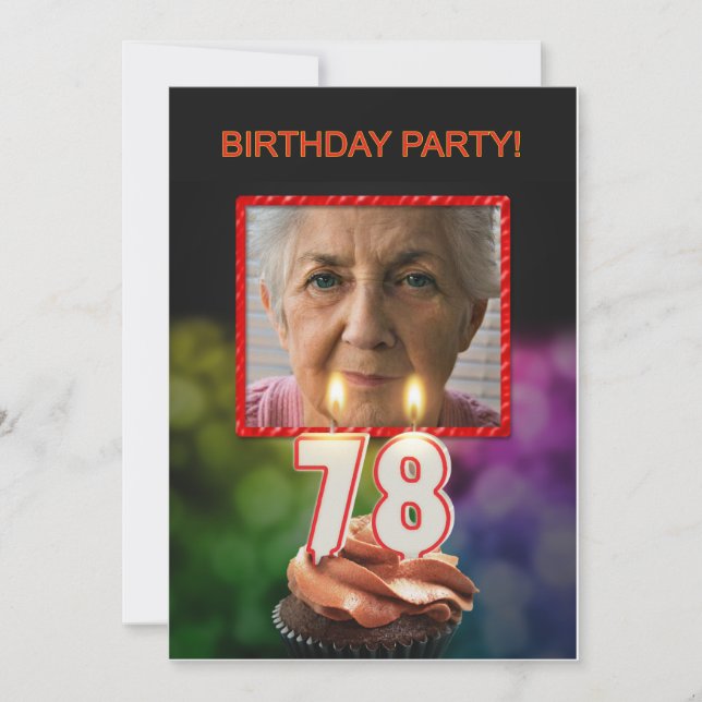Invitation Ajouter une photo, 78e fête d'anniversaire Invitat (Devant)