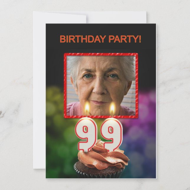 Invitation Ajouter une photo, 99e fête d'anniversaire Invitat (Devant)