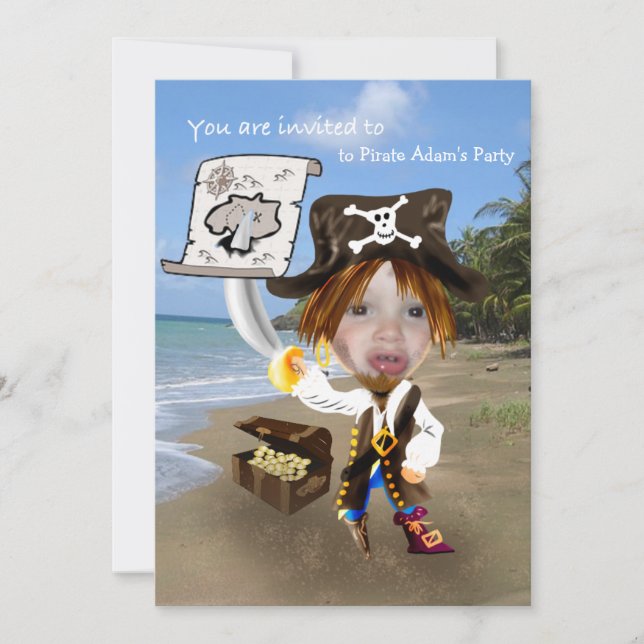 Invitation Ajouter une photo - caricature pirate personnalisé (Devant)