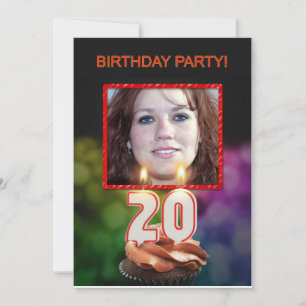 Invitation Ajouter une photo, fête du 20e anniversaire Invita