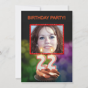 Invitation Ajouter une photo, fête du 22e anniversaire Invita