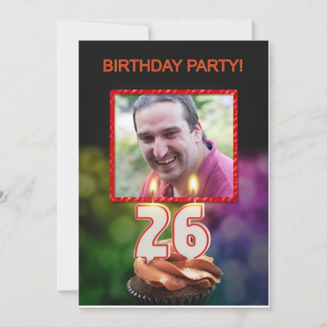Invitation Ajouter une photo, fête du 26e anniversaire Invita (Devant)
