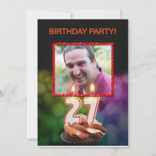 Invitation Ajouter une photo, fête du 27e anniversaire Invita
