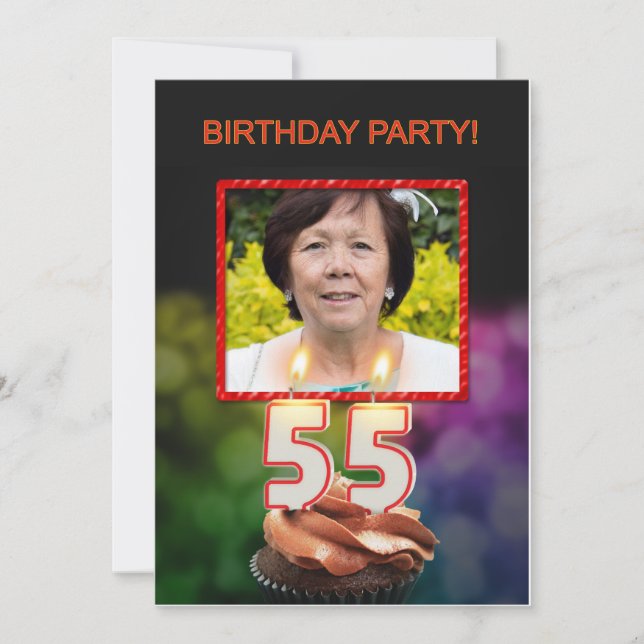 Invitation Ajouter une photo, fête du 55e anniversaire Invita (Devant)