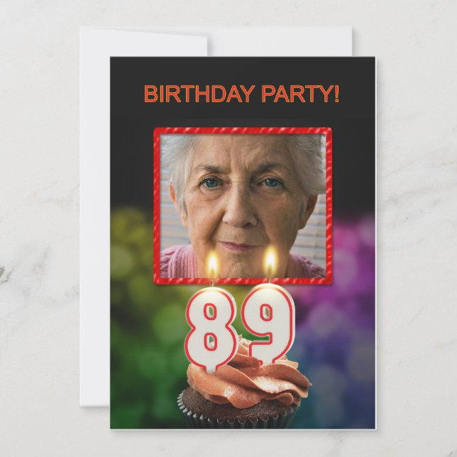 Invitation Ajouter une photo, fête du 89e anniversaire Invita (Devant)