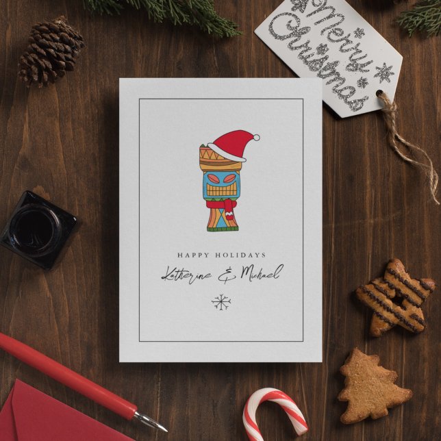 Invitation AJOUTER UNE PHOTO | Joyeux Noël Tiki (Créateur téléchargé)