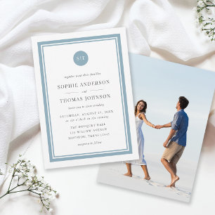 Invitation Ajouter une photo Monogramme rond de couleur modif