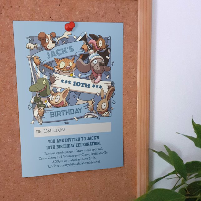 Invitation Ajouter Votre Nom Anniversaire Animaux Ventilateur (Créateur téléchargé)