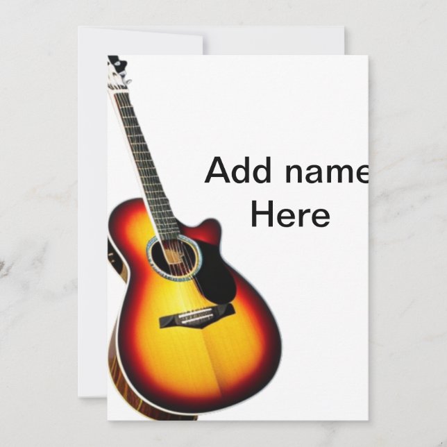 Invitation Ajouter votre nom texte brun acoustique guitare éd (Devant)